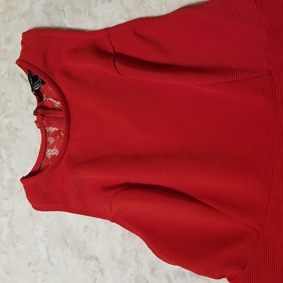 Forever 21 Womens Red Lace Sleeveless Dress Size Small Flare - Picture 3 of 9
